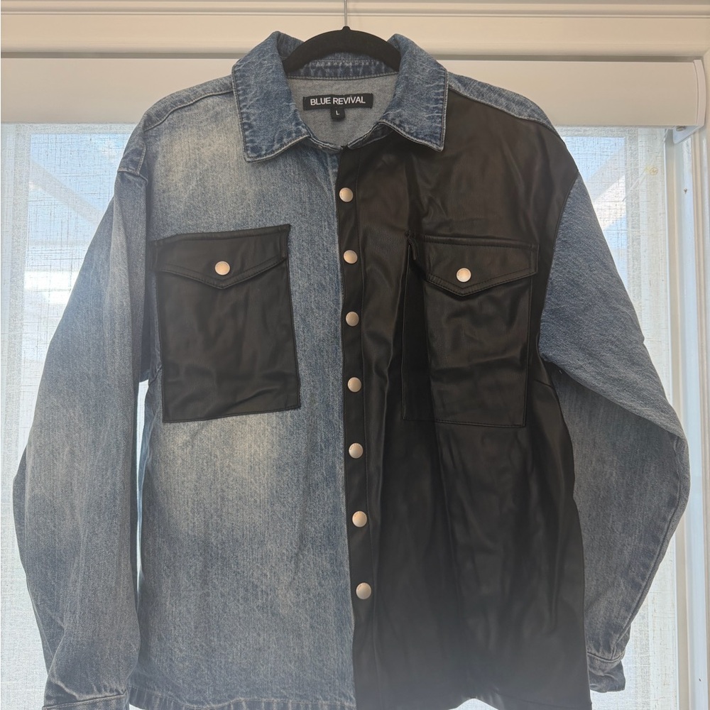 Blue Revival Denim and Black Jean Jacket